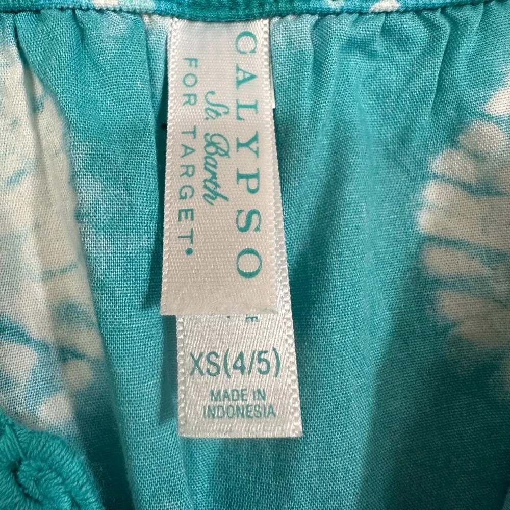 Calypso St Barth/Target Teal Tie Dye Romper Girls 4 / 5 100% Cotton XS